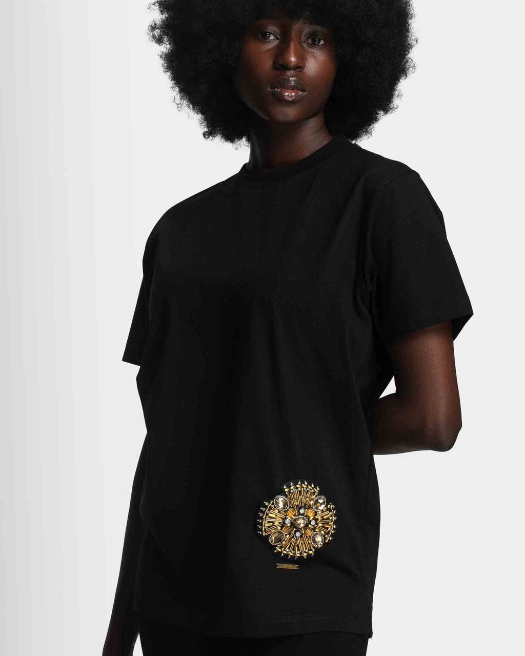 Gold bottom appliqué shirt Black - Image 1