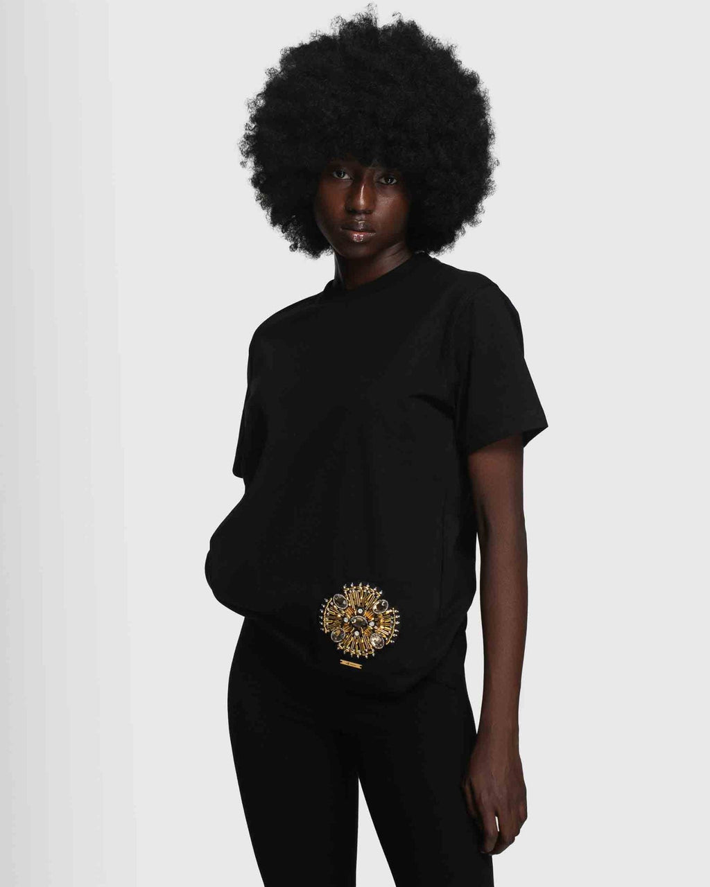 Gold bottom appliqué shirt Black - Image 3